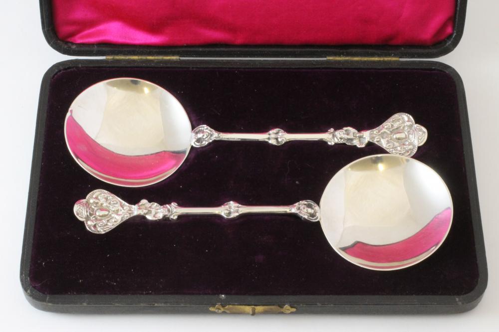 A PAIR OF LATE VICTORIAN SILVER REPLICA SPOONS Image