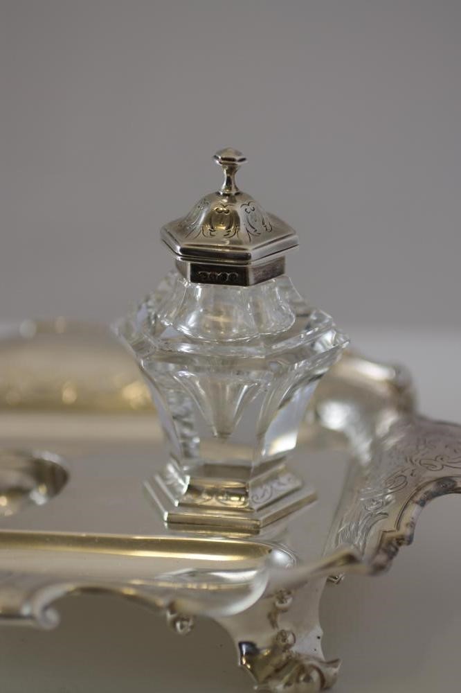 A VICTORIAN SILVER DESK STANDISH Image