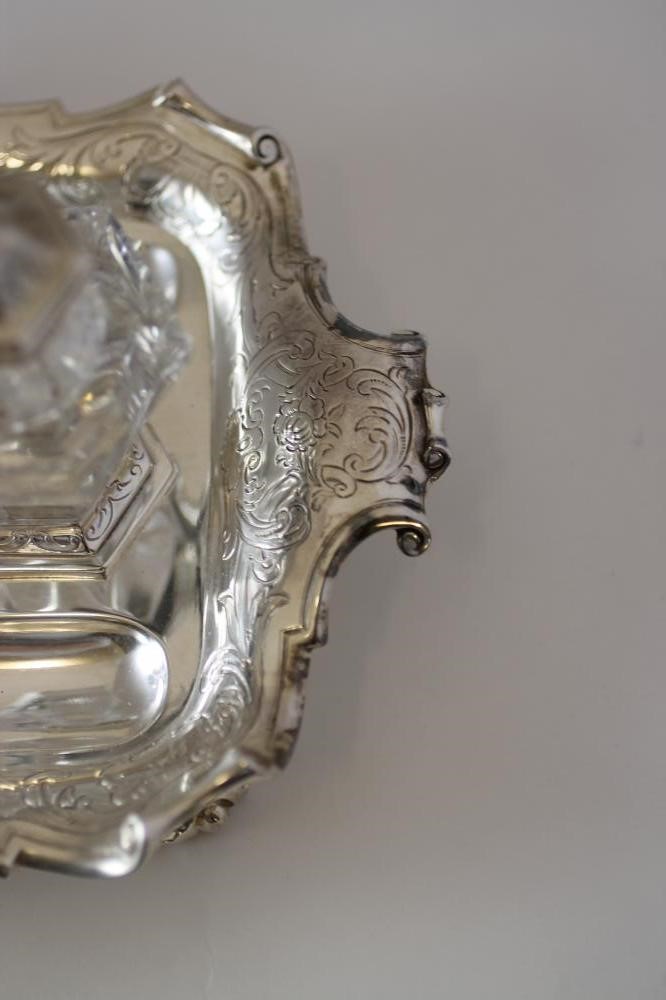 A VICTORIAN SILVER DESK STANDISH Image