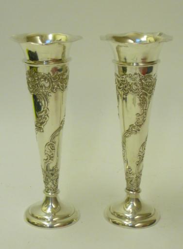 A COMPOSITE PAIR OF LATE VICTORIAN SILVER POSY VASES Image