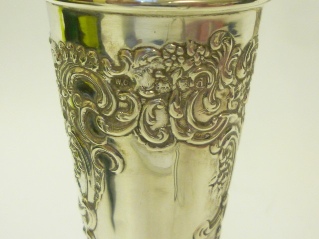 A COMPOSITE PAIR OF LATE VICTORIAN SILVER POSY VASES Image
