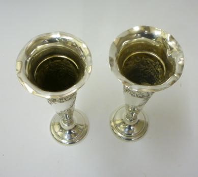 A COMPOSITE PAIR OF LATE VICTORIAN SILVER POSY VASES Image