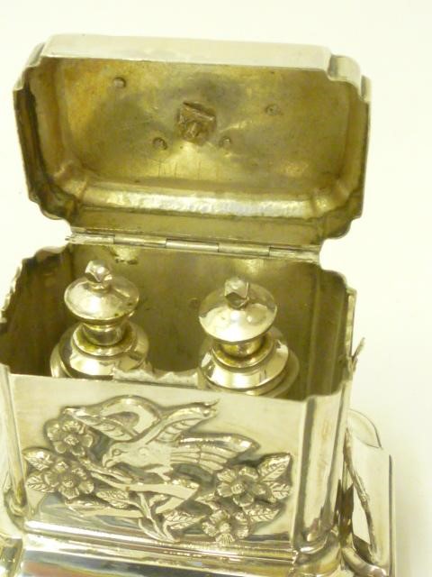 A CHINESE WHITE METAL PERFUME CASKET Image
