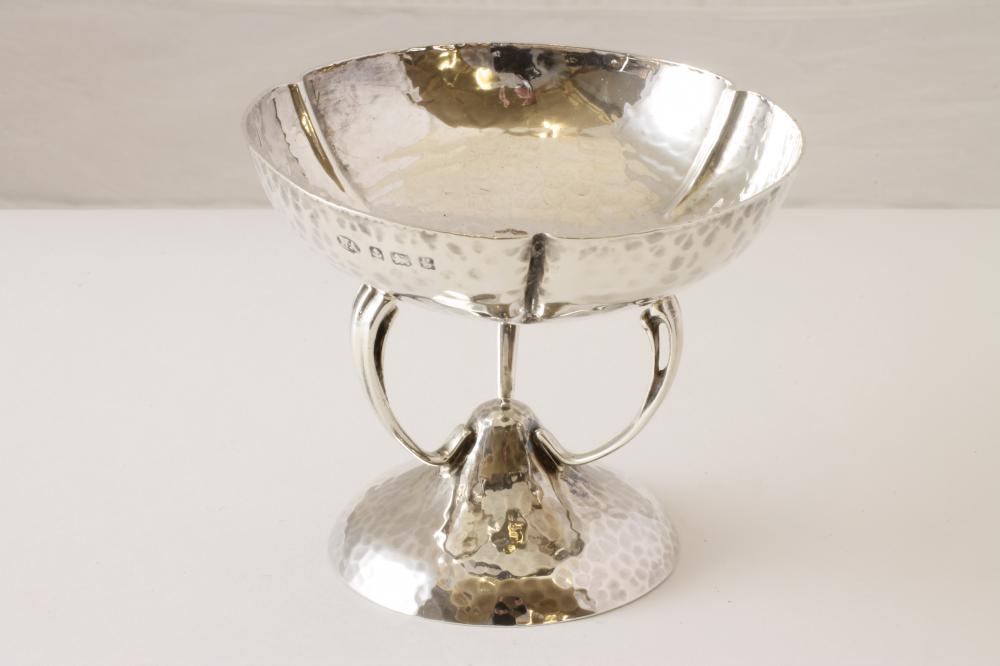 AN ARTS AND CRAFTS SILVER PEDESTAL BONBON DISH Image