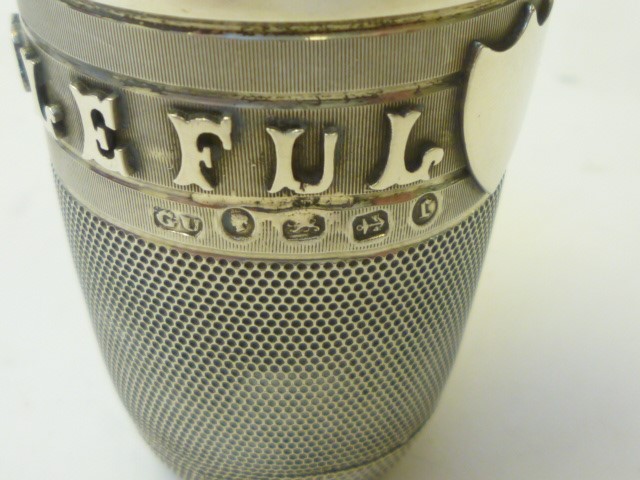 A VICTORIAN SILVER NOVELTY TOT/SPIRIT MEASURE Image