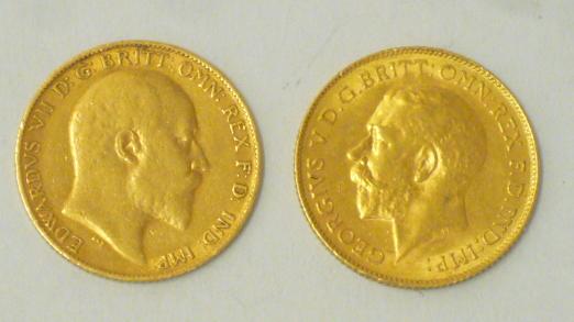 TWO GOLD HALF SOVEREIGNS Image