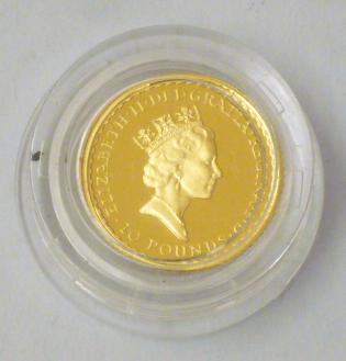 AN ELIZABETH II GOLD PROOF "BRITANNIA" £10 Image