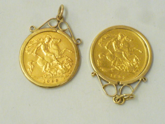 TWO GOLD HALF SOVEREIGNS Image