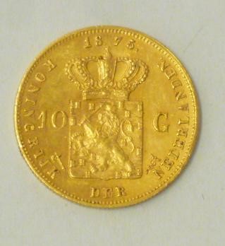 A NETHERLANDS GOLD 10 GULDEN Image