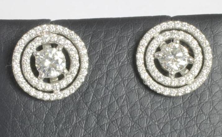 A PAIR OF OPEN TARGET DIAMOND EAR STUDS Image