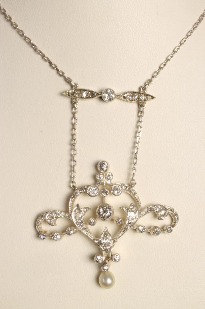 A VICTORIAN DIAMOND AND PEARL NECKLACE Image