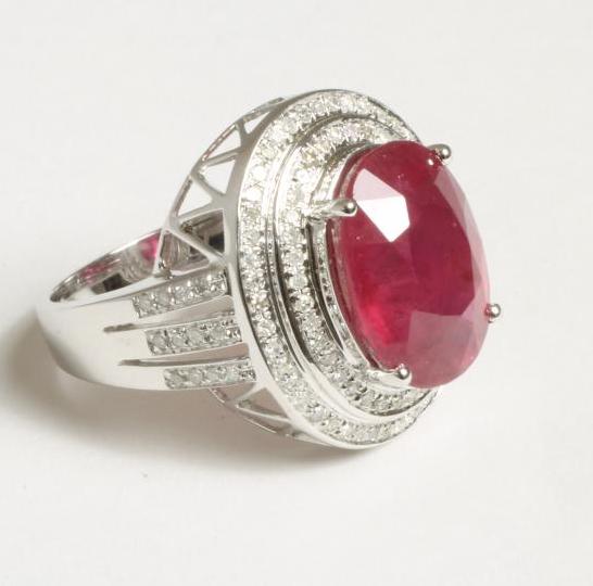 A RUBY AND DIAMOND COCKTAIL RING Image
