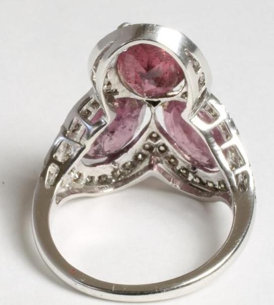 A PINK TOURMALINE AND DIAMOND COCKTAIL RING Image