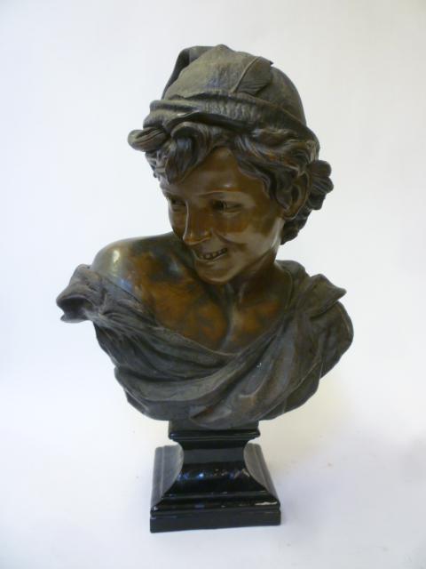 A TOOTH & CO. BRETBY COLD PAINTED TERRACOTTA BUST of a Neapolitan fisherboy after Jean-Baptiste Image