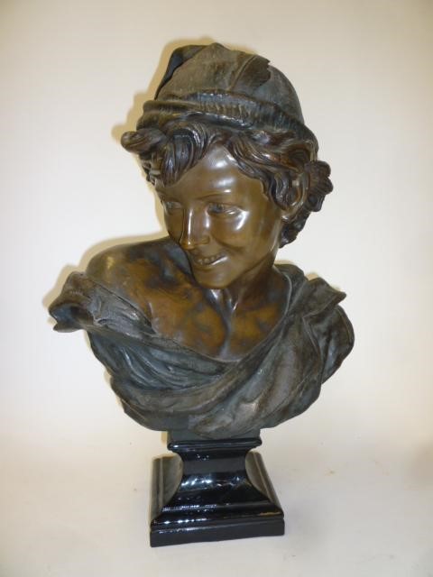 A TOOTH & CO. BRETBY COLD PAINTED TERRACOTTA BUST of a Neapolitan fisherboy after Jean-Baptiste Image