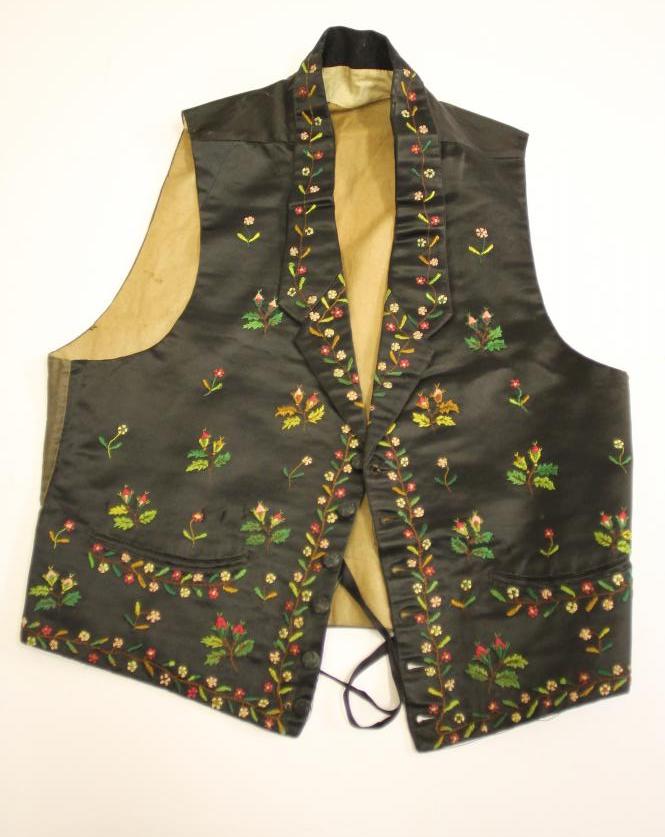 A GENTLEMAN'S BLACK SILK SATIN WAISTCOAT Image
