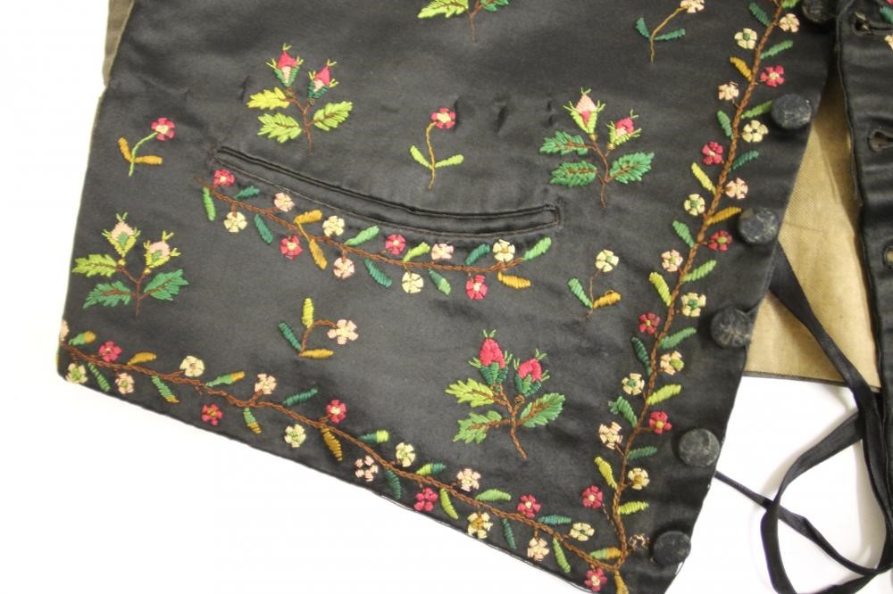 A GENTLEMAN'S BLACK SILK SATIN WAISTCOAT Image