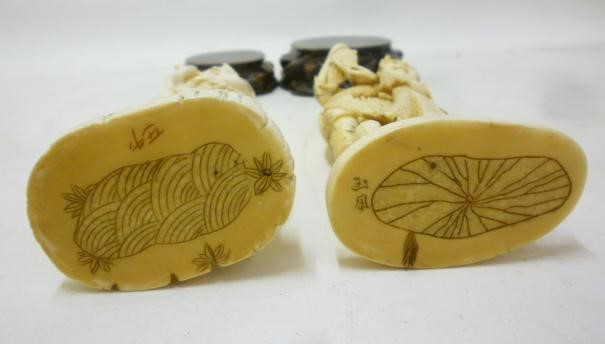 TWO JAPANESE ONE PIECE IVORY FIGURES Image