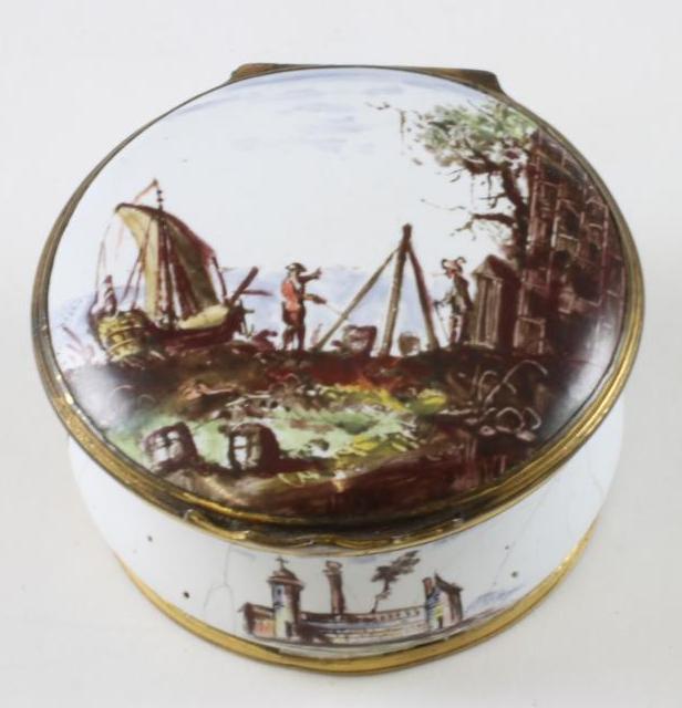 AN ENGLISH ENAMEL ON COPPER SNUFF BOX Image