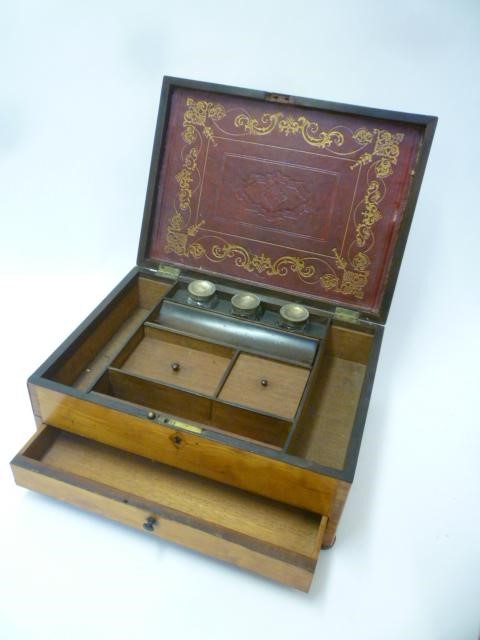 A VICTORIAN SATINWOOD STATIONERY BOX of oblong form Image