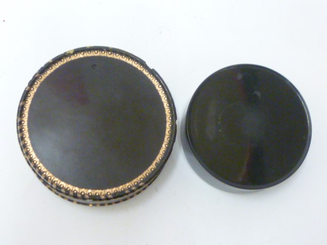 TWO GEORGIAN TORTOISESHELL BOXES AND COVERS Image