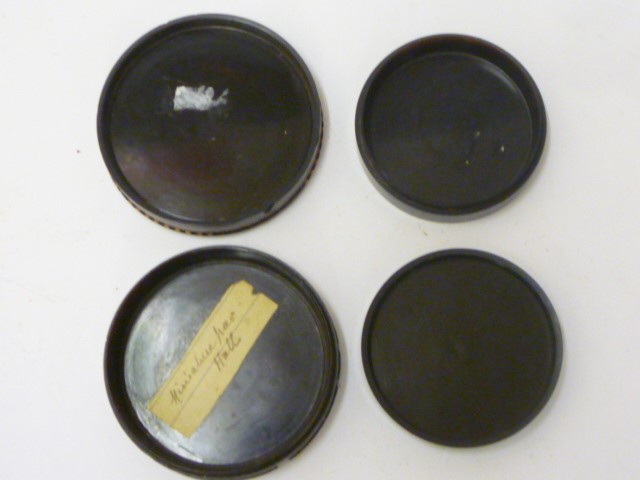 TWO GEORGIAN TORTOISESHELL BOXES AND COVERS Image