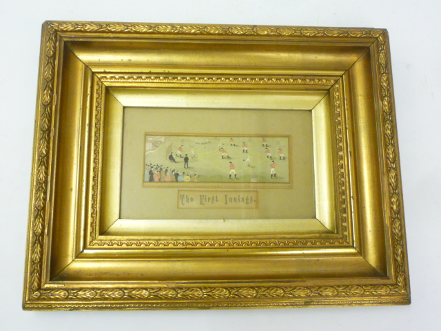 "THE FIRST INNINGS" - a Stevengraph woven in coloured silk with baseball players Image