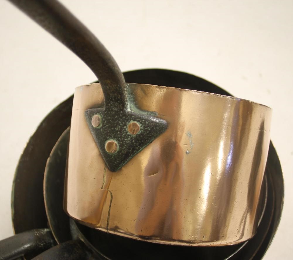 A SET OF SIX VICTORIAN GRADUATED COPPER PANS Image