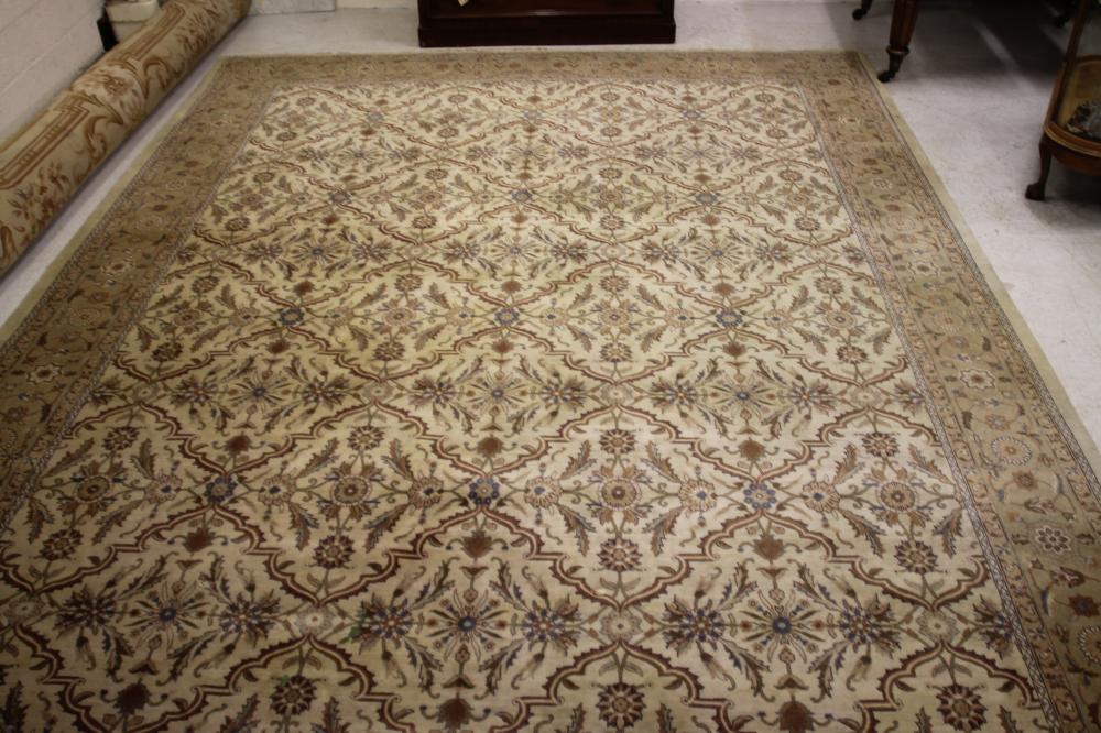 A CHINESE WASHED AND FRINGED CARPET Image