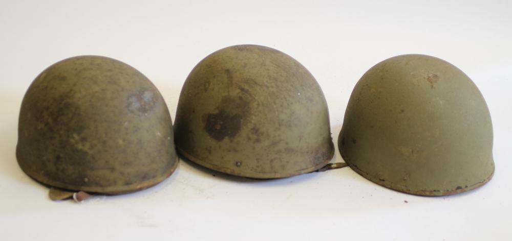 THREE BRITISH DISPATCH RIDER MOTORCYCLE HELMETS Image