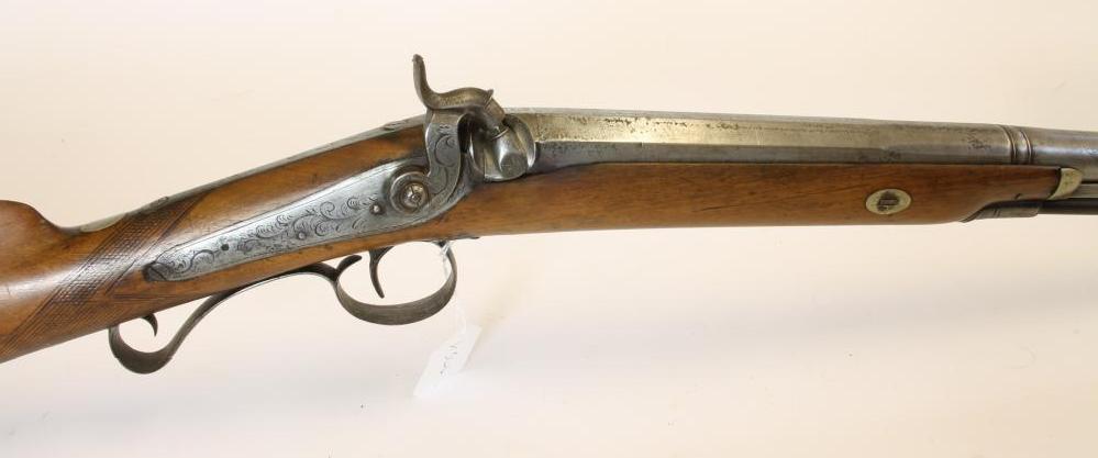 A PERCUSSION SINGLE BARREL SPORTING GUN Image