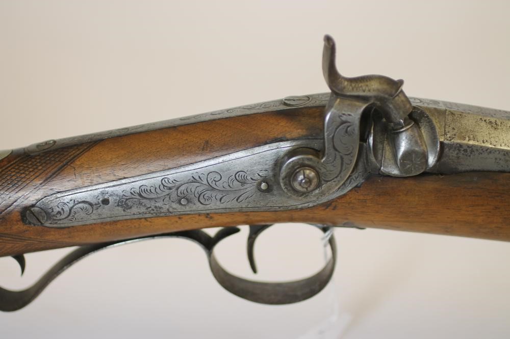 A PERCUSSION SINGLE BARREL SPORTING GUN Image