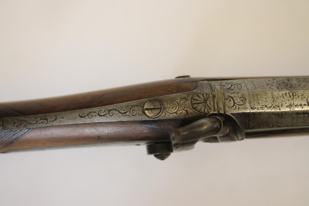 A PERCUSSION SINGLE BARREL SPORTING GUN Image