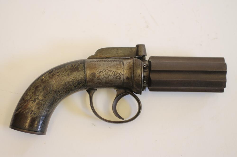 AN ENGLISH PEPPERBOX PISTOL Image