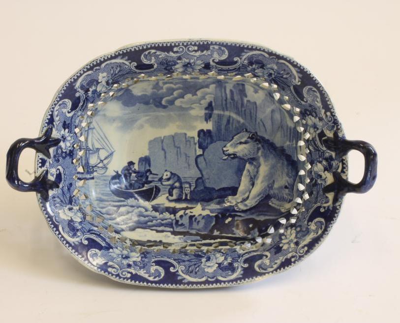 QUADRUPEDS SERIES BLUE AND WHITE PRINTED EARTHENWARE-An Enoch Wood & Sons "Polar Bear" two handled Image