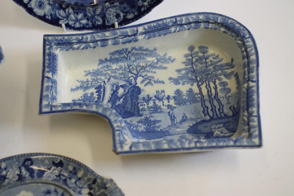 NORFOLK & SUFFOLK INTEREST BLUE AND WHITE PRINTED EARTHENWARE - A Davenport "Oxburgh Hall" oval Image