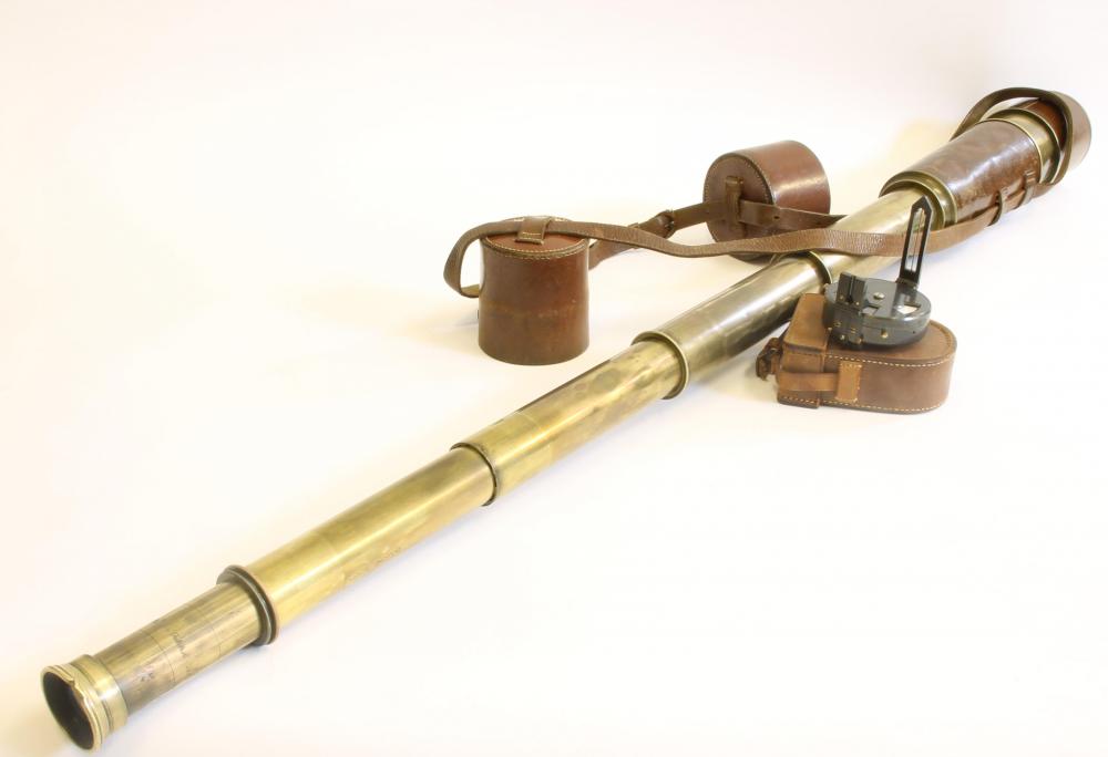A FIVE DRAWER BRASS TELESCOPE by Dollond Image