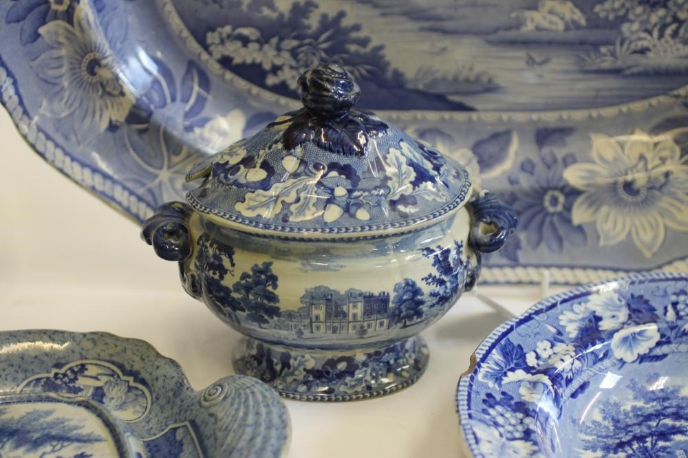 WARWICKSHIRE INTEREST BLUE AND WHITE PRINTED EARTHENWARE- A "Leomington Baths" (sic) meat plate Image