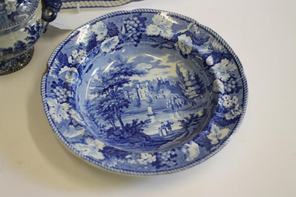 WARWICKSHIRE INTEREST BLUE AND WHITE PRINTED EARTHENWARE- A "Leomington Baths" (sic) meat plate Image