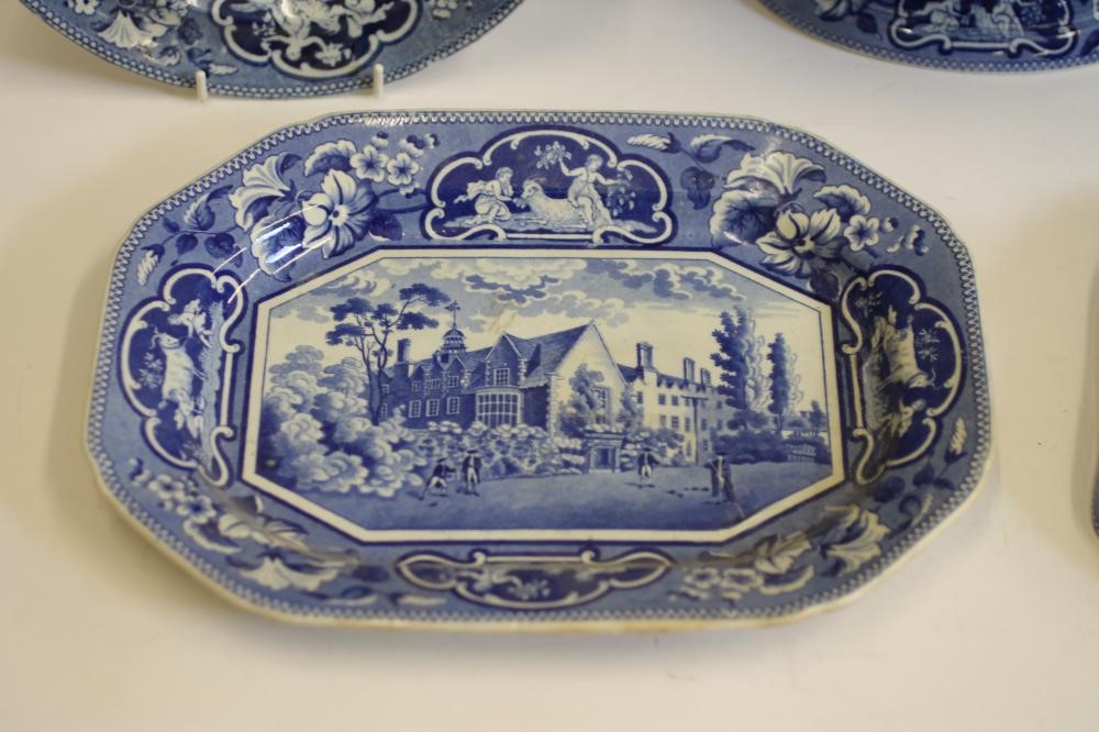 OXBRIDGE INTEREST BLUE AND WHITE PRINTED EARTHENWARE- A J. & W. Ridgway "Caius College Image