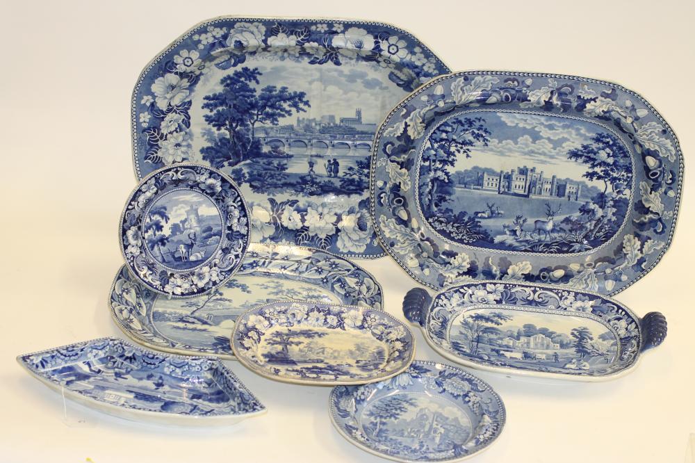 WALES & NORTH WEST ENGLAND BLUE AND WHITE PRINTED EARTHENWARE- A Ralph Hall "Valle Crucis Abbey" two Image