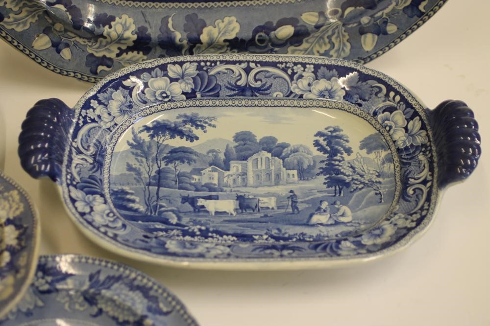 WALES & NORTH WEST ENGLAND BLUE AND WHITE PRINTED EARTHENWARE- A Ralph Hall "Valle Crucis Abbey" two Image