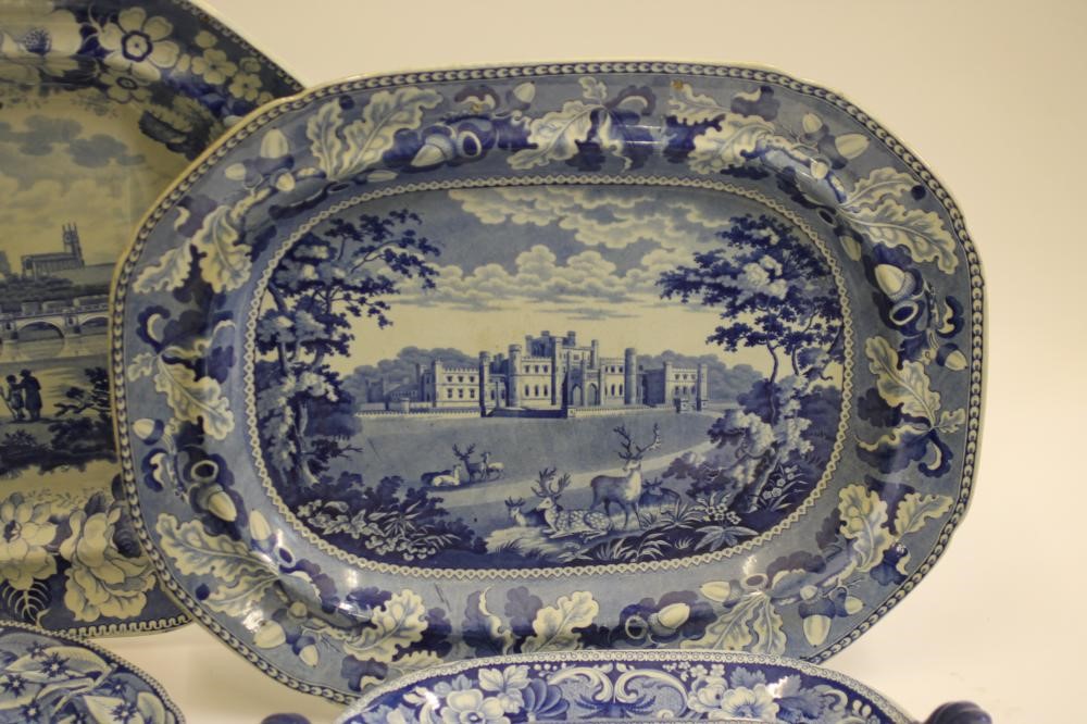 WALES & NORTH WEST ENGLAND BLUE AND WHITE PRINTED EARTHENWARE- A Ralph Hall "Valle Crucis Abbey" two Image