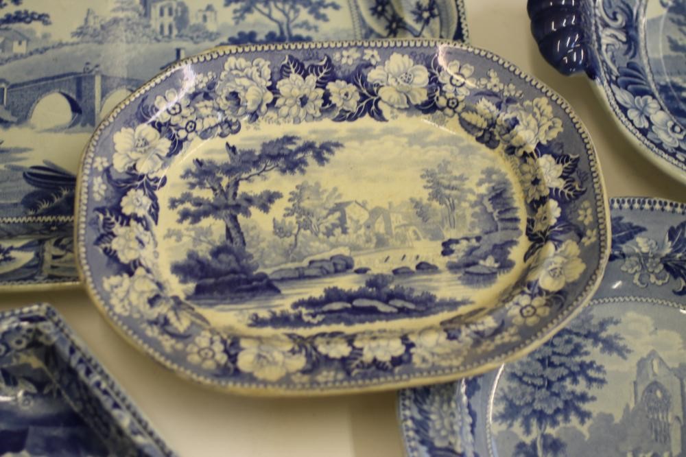 WALES & NORTH WEST ENGLAND BLUE AND WHITE PRINTED EARTHENWARE- A Ralph Hall "Valle Crucis Abbey" two Image