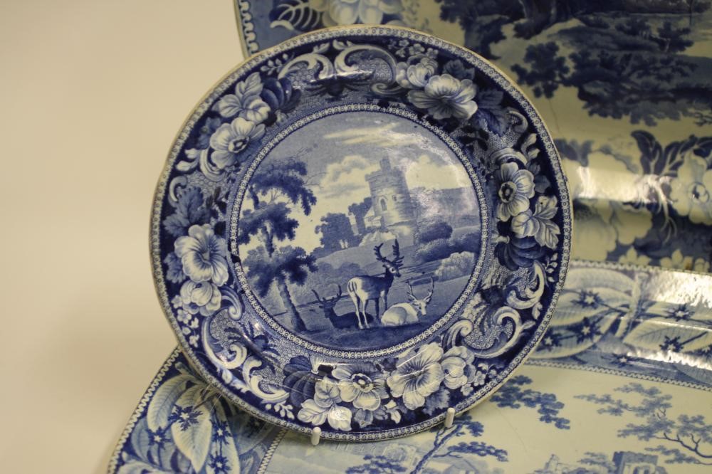 WALES & NORTH WEST ENGLAND BLUE AND WHITE PRINTED EARTHENWARE- A Ralph Hall "Valle Crucis Abbey" two Image