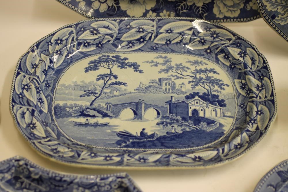 WALES & NORTH WEST ENGLAND BLUE AND WHITE PRINTED EARTHENWARE- A Ralph Hall "Valle Crucis Abbey" two Image