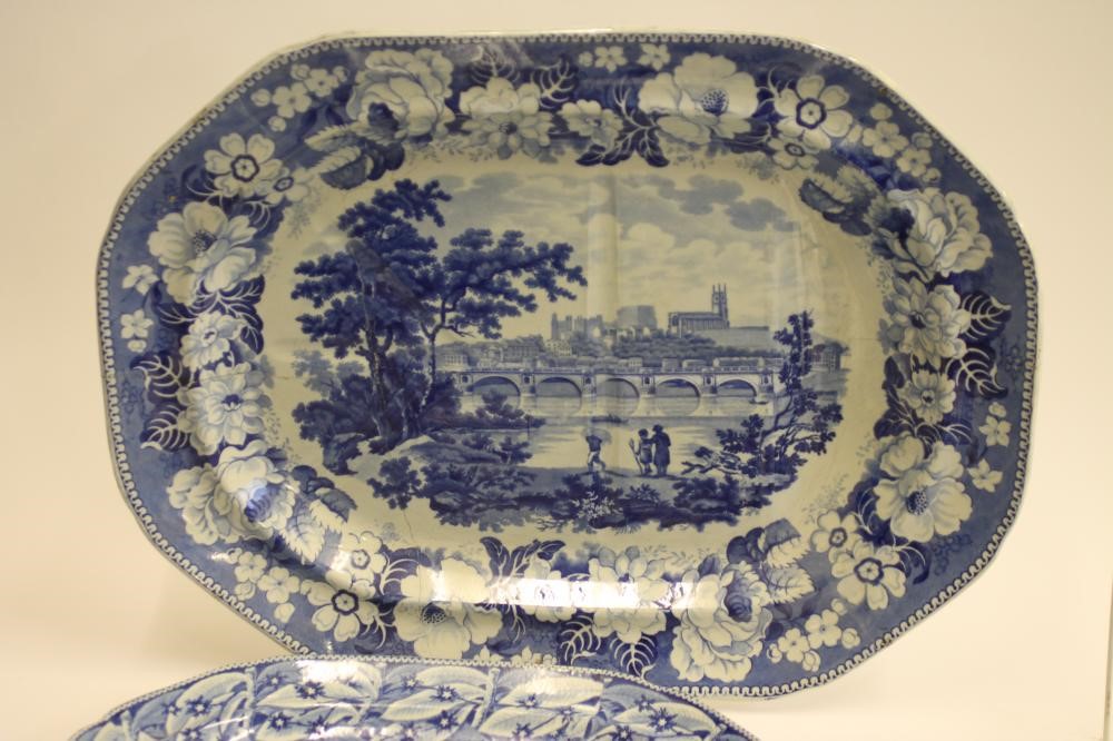 WALES & NORTH WEST ENGLAND BLUE AND WHITE PRINTED EARTHENWARE- A Ralph Hall "Valle Crucis Abbey" two Image