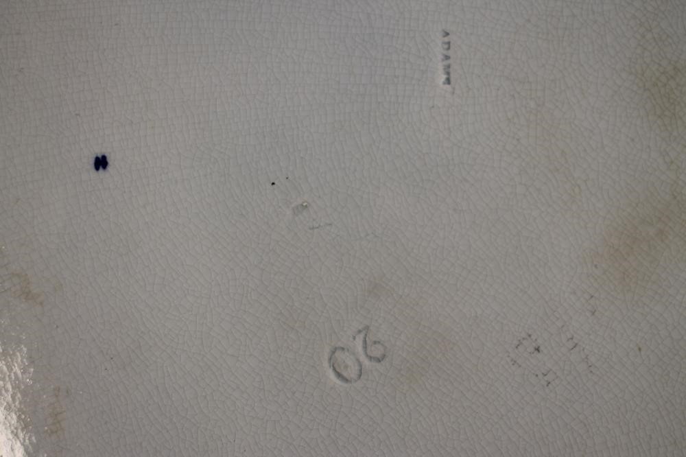 WILLIAM ADAMS "LIONS" BLUE AND WHITE PRINTED EARTHENWARE - A meat plate of rounded oblong form Image