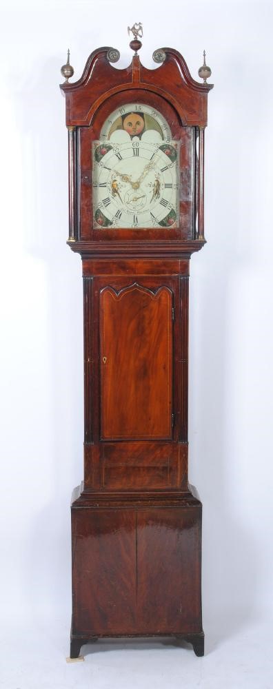 A MAHOGANY LONGCASE CLOCK signed Jas. Shaw Image