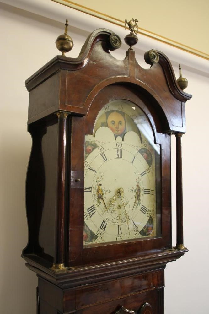 A MAHOGANY LONGCASE CLOCK signed Jas. Shaw Image